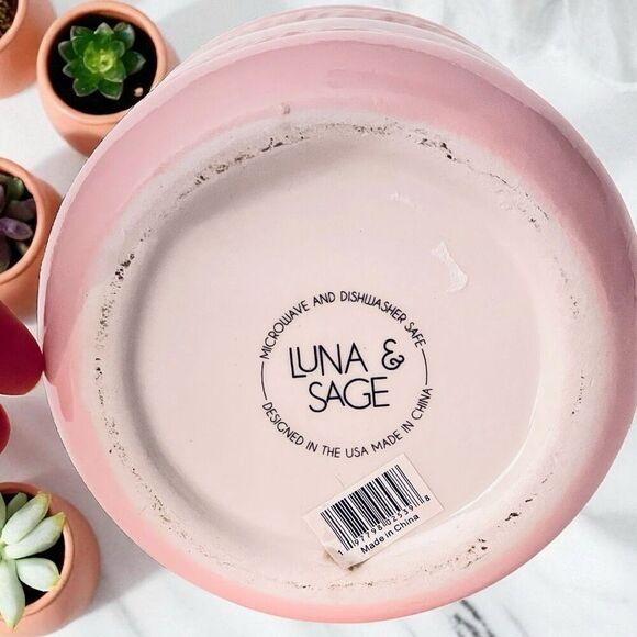 NWT LUNA & SAGE Gorgeous Macaron Pink White Glossy Ceramic 7”Canister Jar w Lid - Picture 6 of 16